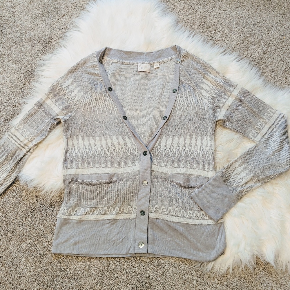 Postmark | Gray Sparkly Aztec Patterned Cardigan - image 2